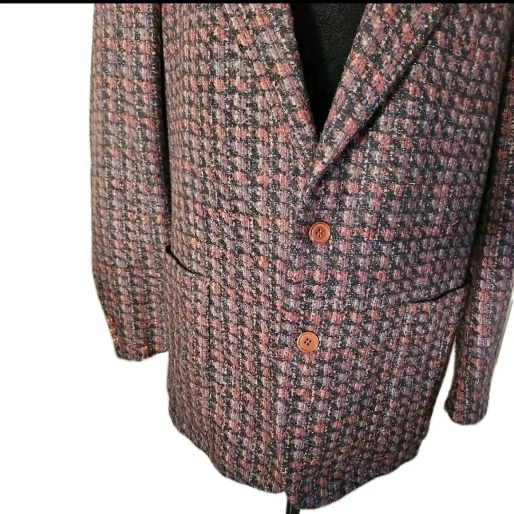 Missoni Brown Virgin Wool Mens Vintage Plaid  Luxury Designer Jacket Blazer 52R